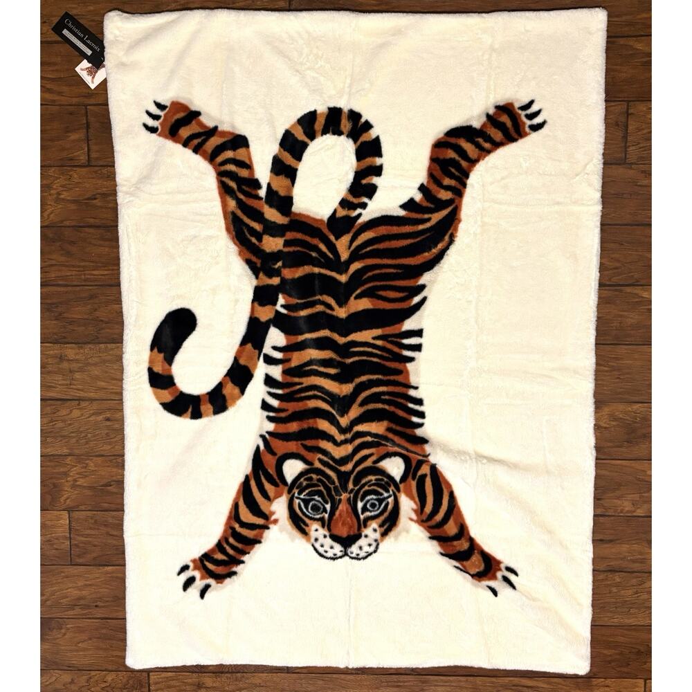 Christian Lacroix Faux Fur Tiger Throw Blanket Tiger Print NWT - Picture 15 of 16